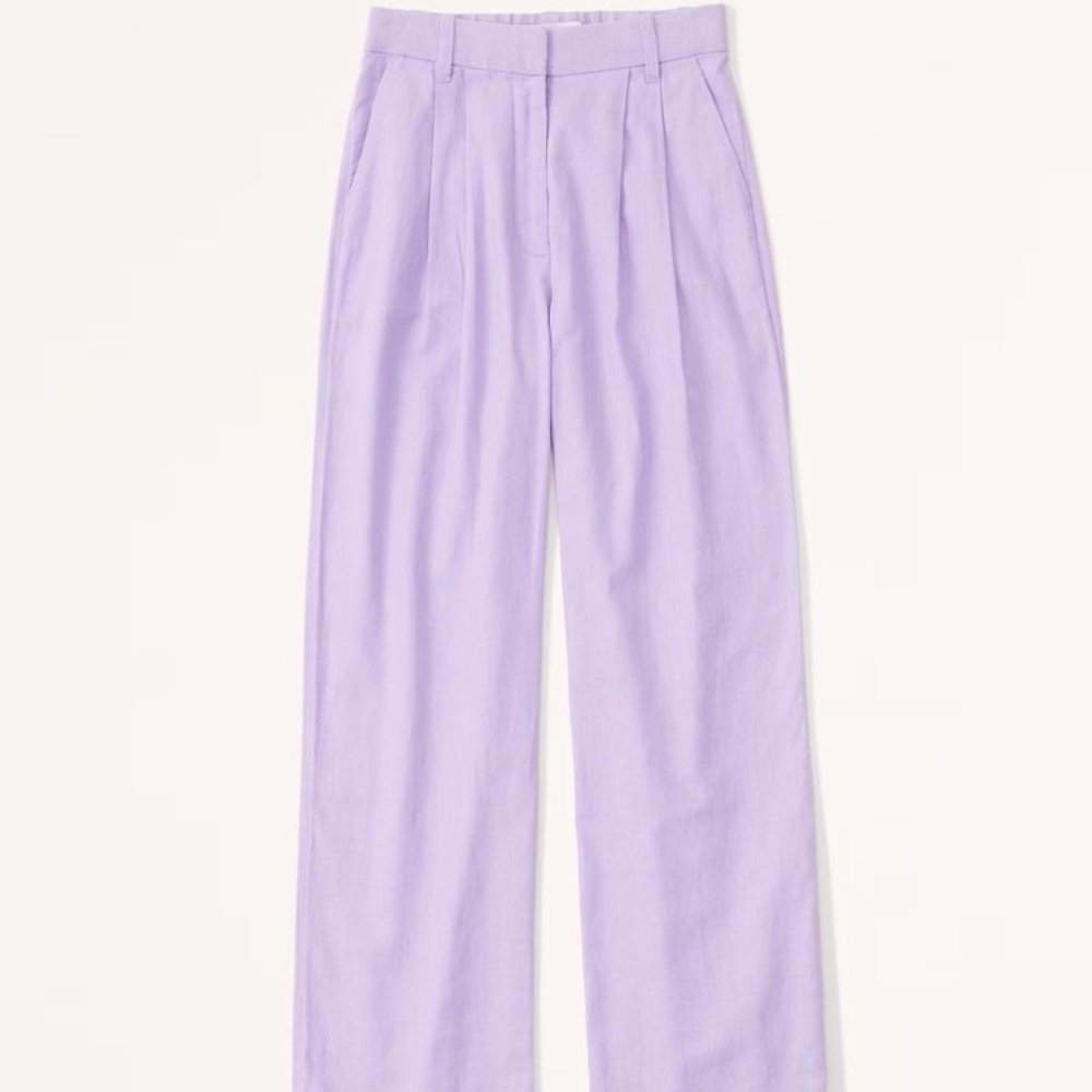 Abercrombie Linen-Blend Tailored Wide Leg Pant